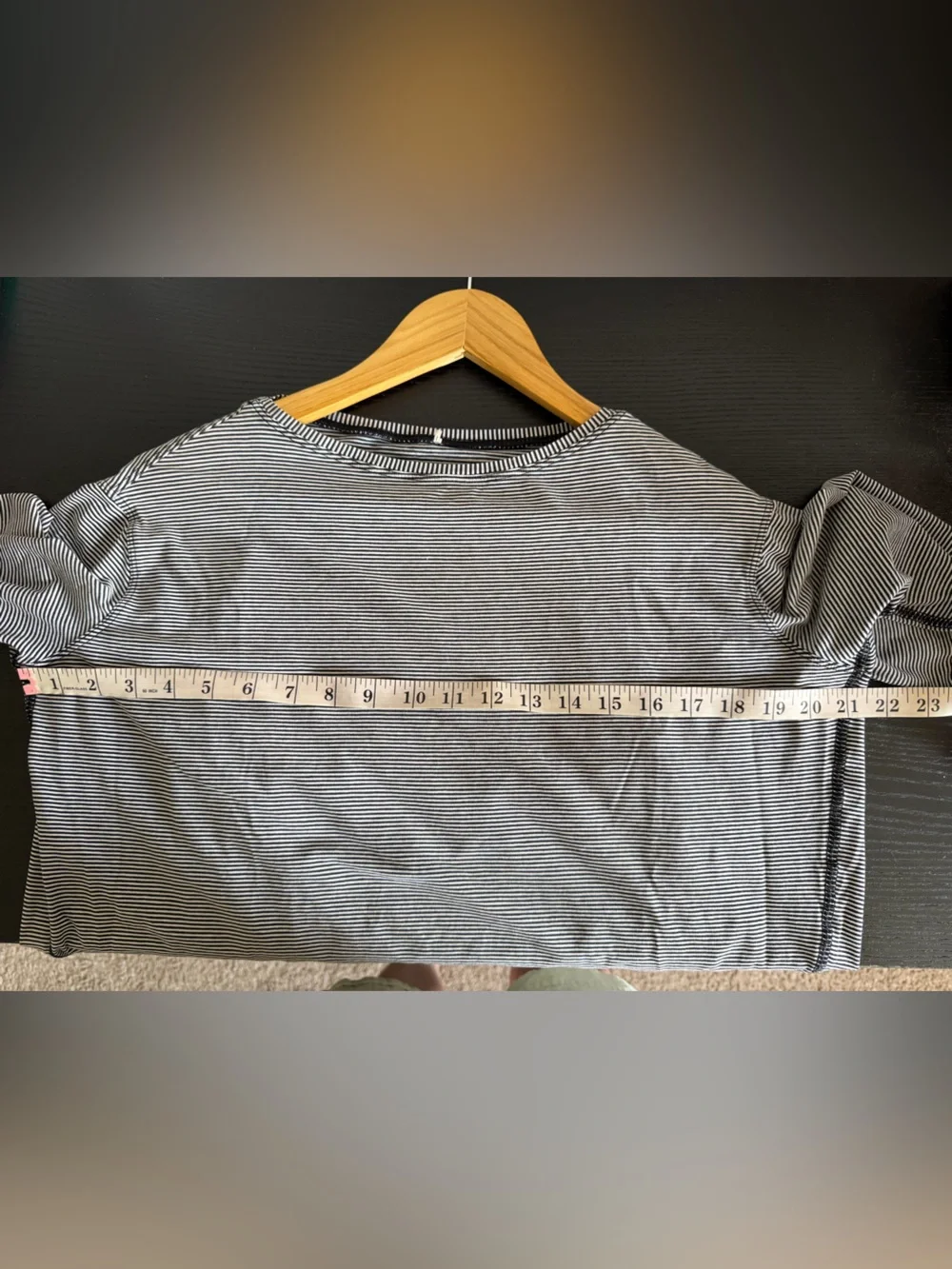 Lululemon Athletica Black/White Stripes Back In Action Pima Cotton Long Sleeve